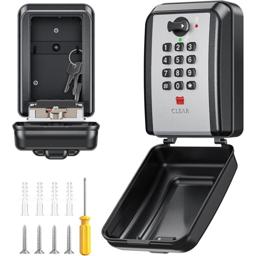 Key Lock Box with 12 Digit Combination LockBox for Keys with Resttable Code,Large Capacity &  Outdoor