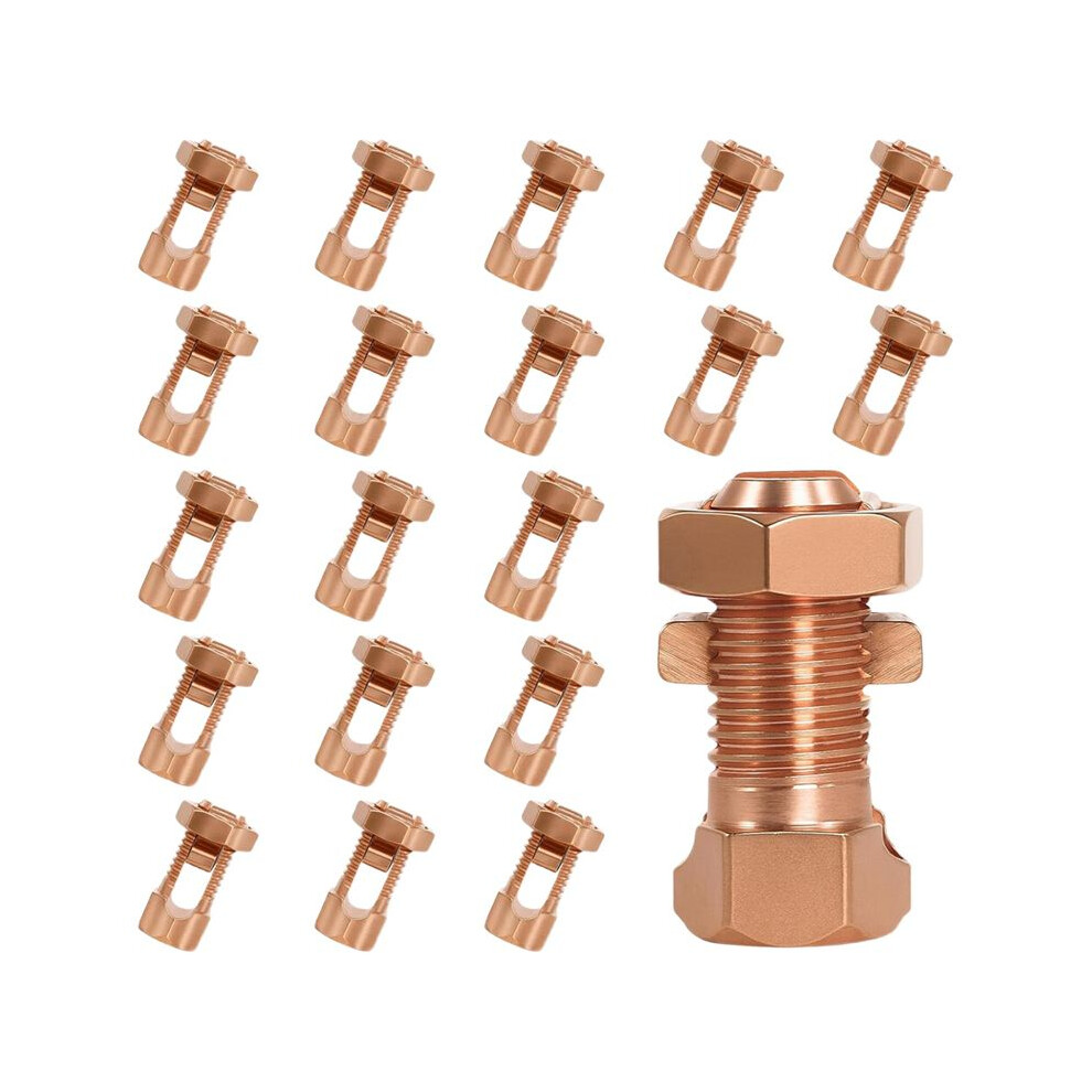 20Pcs Split Bolt Connectors Tj-16,Copper Grounding Clamps Suitable For 6Awg/7Awg/8Awg Bare Wire Ground Bonding,Wire Lugs 6033968543016