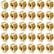 30Pcs 1/4"NPT Male Pipe Plug Fitting Set Internal Hex Thread Socket Pipe Plug Kit Hex Counter Sunk Plugs for End Closure