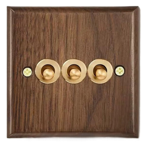Retro Walnut Wall Toggle  Panel 1-4Gang 2Way Solid Wood Double Universal Electrical Power Outlet D