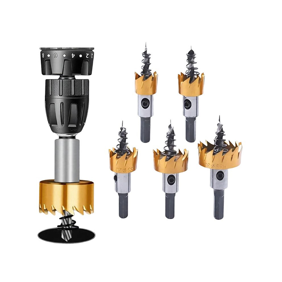5Pcs Hole Saw Cutter Drill Bit Set Hss Drill For Sheet Metal Reaming 16Mm 18.5Mm 20Mm 25Mm 30Mm High Drill Bits 6132286775519