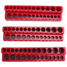 3PCS Professional Magnetic Socket Holder 1/4" Inch Drive Metric/ Socket Organizer Storage Installation Tool Kit Red
