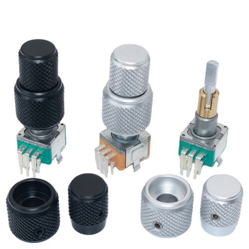 Aluminum Alloy Caps Solid Knob Dual-Axis Encoder Special Knob EC11EBB24C03 EC110701N2B Adjustment Knob Silver 2