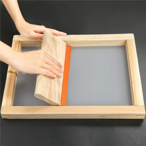 2 Pieces 2 Sizes Screen Printing Squeegee, 75 Durometer Wooden Ink Scraper for Screen Printing, 9.4 and 5.9 Inch 1