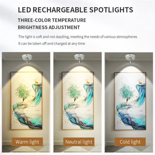 2 Set Wireless LED Spotlight with Remote Control, Timer, and Adjustable Brightness for Indoor Lighting 1