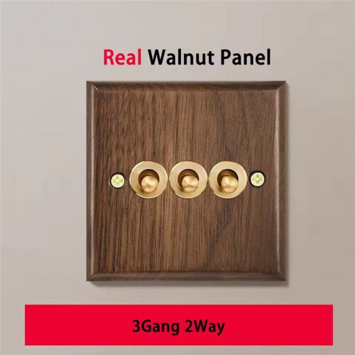 Retro Walnut Wall Toggle  Panel 1-4Gang 2Way Solid Wood Double Universal Electrical Power Outlet D 2