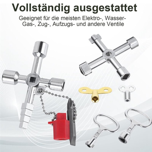 8 Piece Construction Machine Key Set, Universal Key Set, Multi-Purpose Square Wrench, for Controlling Radiators 2