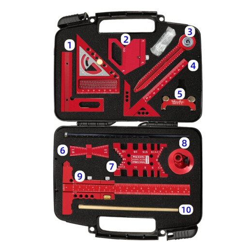 10pcs Woodworking Square Kit with T-Square Positioning Block Compass Honing Guide