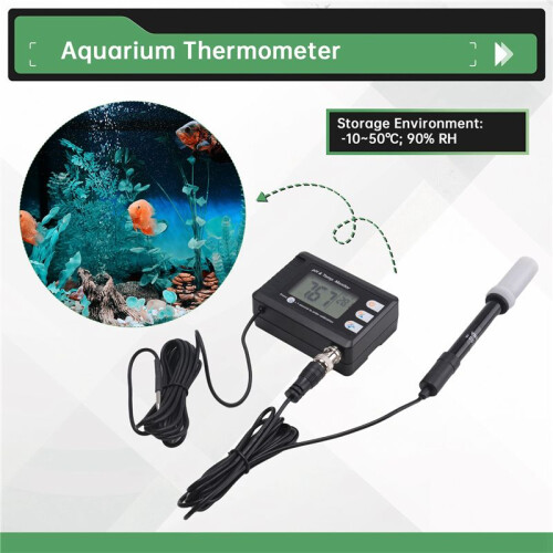 Digital Combo Temperature & PH Meter, Aquarium Thermometer PH Monitor with Automatic Calibration Function PH Meter