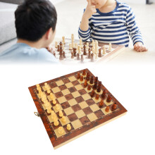 Jeu d'échecs et dames en bois 3 en 1, plateau pliable de 44x44cm pour enfants et adultes