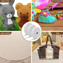 3 Rolls Jelly Roll Batting Strips for Rugs, Polyester Quilting Jelly Roll Fabric with Fabric Tube Maker and Awl,for DIY