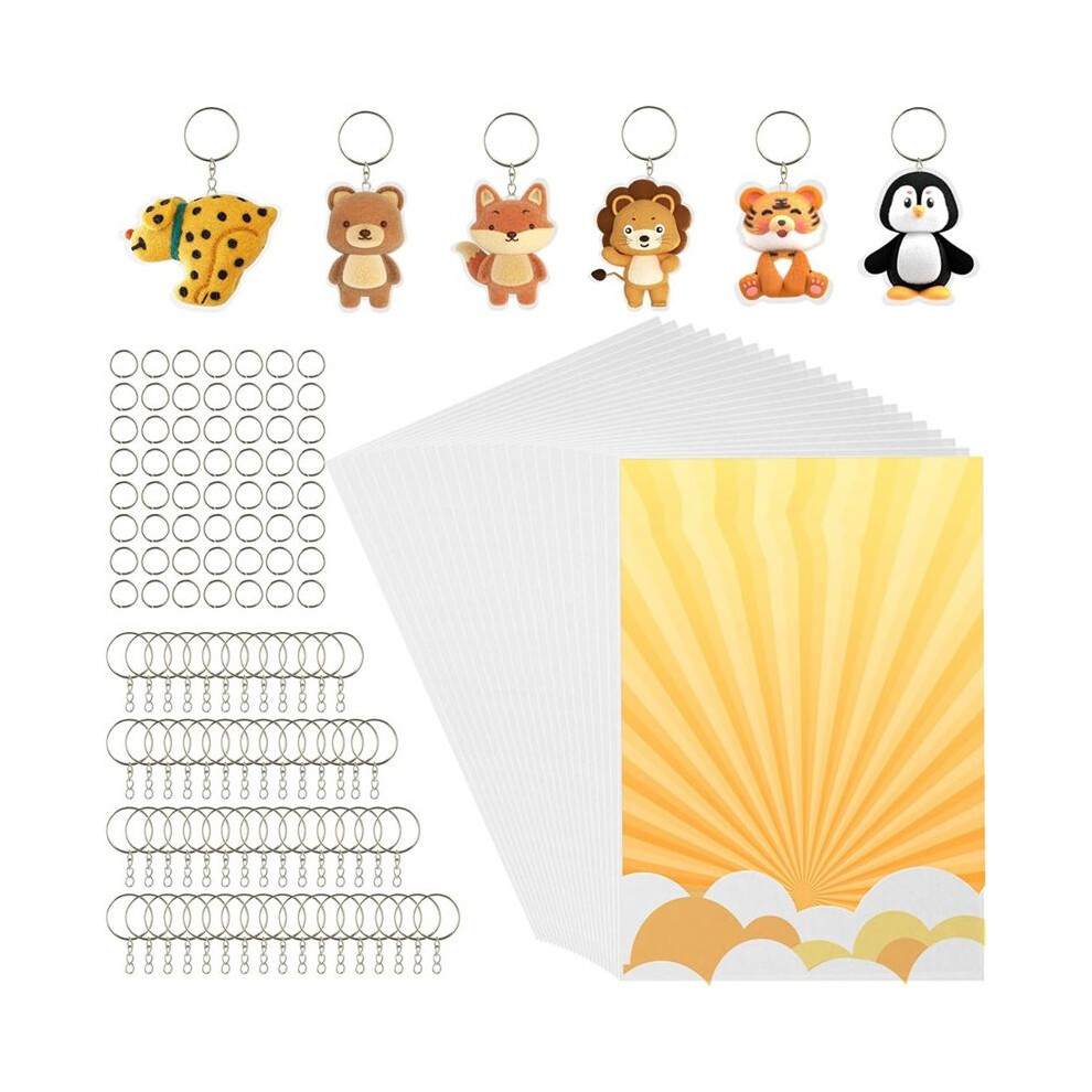 50Pcs Heat Shrink Film Sheets,Shrink Plastic Sheets Shrink Paper Sheets With 100 Keychains Shrinky Dink Kit For 6132158537382