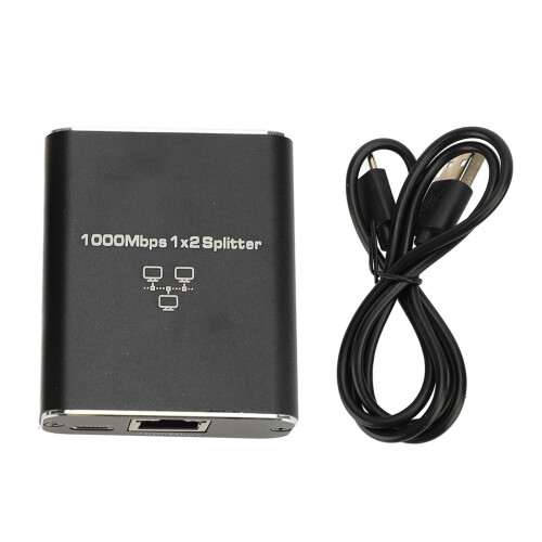 Splitter Ethernet in alluminio da 1 a 2, 1000 Mbps, 100 m 1
