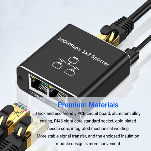 Splitter Ethernet in alluminio da 1 a 2, 1000 Mbps, 100 m 2