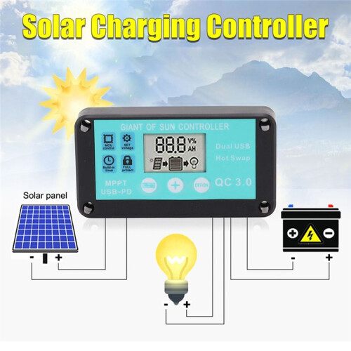 MPPT Solar Charge Controller Multiple Protection Solar Solar QC3.0 Controller with LCD Screen(30A)