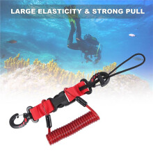 Skuba Tauchen Lanyard Spule Feder Kamera Lanyard Spirale mit Ring Tauchen für Tauchen Lichter Unterwassertauchruten, Rot