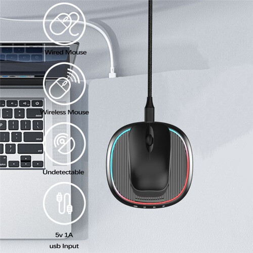 Mouse Movement Simulator Timer Mouse Jiggler Mouse Mover Driver Free with 7 RGB Lights Mouse Movement Simulation(White) 2
