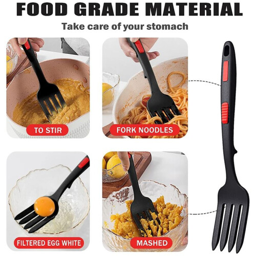 Silicone Flexible Fork, Heat-Resistant Cooking Fork Tools Dishwasher Safe Kitchen Fork Kitchen Non Stick Fork for Mix 1