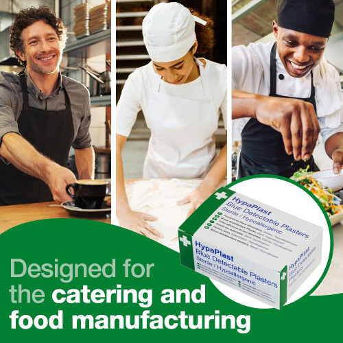 Safety First Aid Group HypaPlast Blue Catering Plasters, 7.2x5cm (Pack 2