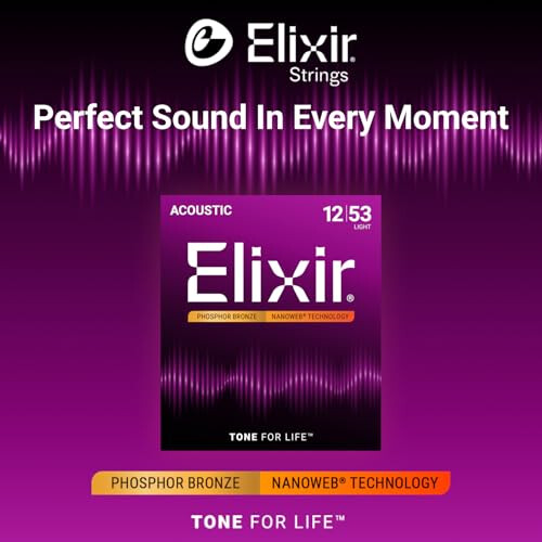 Elixir 16052 Strings Phosphor Bronze Acoustic Guitar Strings w NANOWEB 2