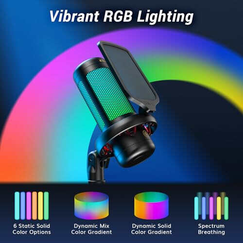 TONOR Gaming USB Microphone with Adjustable RGB Modes & Brightness, 2