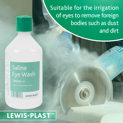 Lewis-Plast Saline Eye Wash Solution, 500ml Bottle for Safe and Effect 2