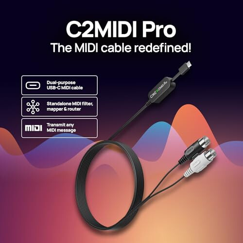 CME C2MIDI Pro - Dual-Purpose USB-C MIDI Cable with Filter, 1