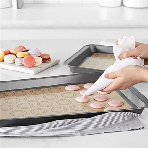 2Pcs Silicone Macaron Baking Mat - for Bake Pans - Macaroon/Pastry/Cookie Making - Professional Grade Nonstick(Red) 2