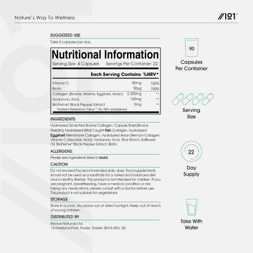 Multi Collagen 2400mg – Types I II III V & X – 2