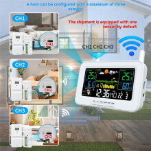 Color Screen Digital Weather Station Sunrise and Sunset Thermometer Hygrometer with Wireless Outdoor Sensor EU Plug A
