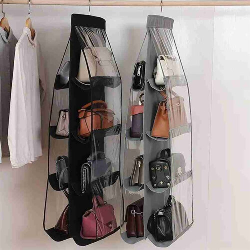 2PCS Handbag Hanging Storage Bag Storage Hanging Bag Non-Woven Multi-Layer Wardrobe Storage Dustproof Storage Bag