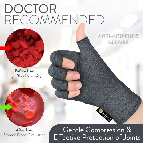 Arthritis Compression Gloves for Pain Relief and Support, Thermal Warm Circulation Comfort, Medium Pair 2