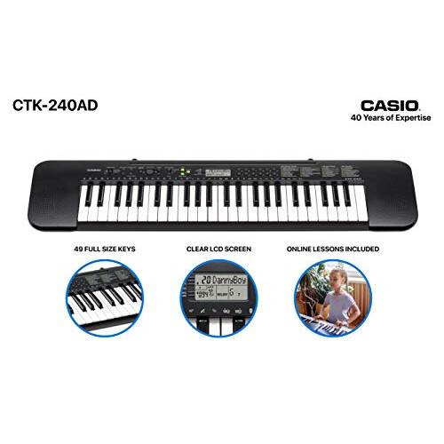 Casio Casio CTK-240AD 49 Full-Size Keys Keyboard with AC Adapter, black 1