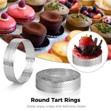 12 Runde Tortenringe, 1,97 Zoll und 3,15 Zoll Edelstahl-TöRtchenringe, Perforierte Kuchen-Mousse-Ringe, MetallgebäCk-Kuchenform