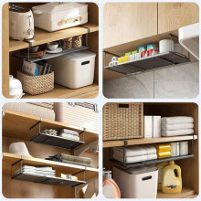 Under Shelf Storage Basket Organizer, Expandable Hanging Kitchen Baskets for Cabinet Pantry Cupboard Desk Counter