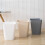Plain Uncovered Trash Can Household Large Trash Can Paper Basket Black Gray 3