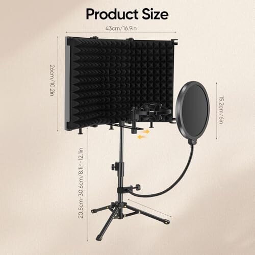 Microphone Isolation Shield with Mic Stand, Sound Proof Mic Isolation 1
