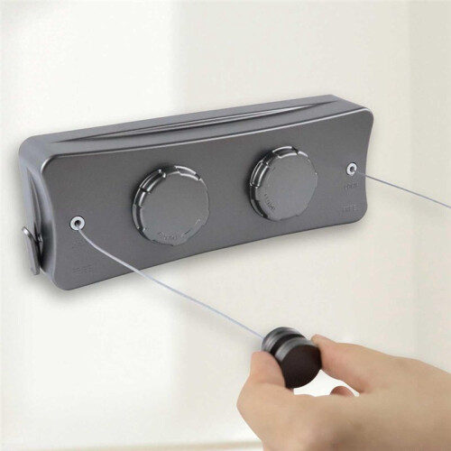 Retractable Clothesline, Outdoor Clothesline, Double- Clothes Drying and Drying Adjustable Laundry  Wall-Mounted 1