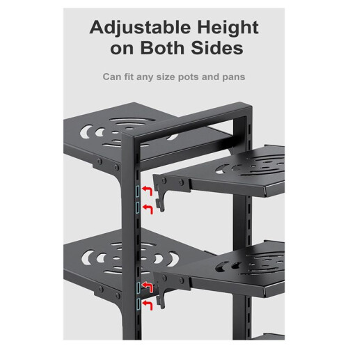 Adjustable Pot Organizer Rack - Space-Saving, Rustproof Storage for Pans, Pots & Lids - Under Cabinet Kitchen Solution 1