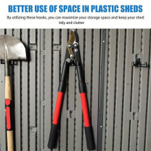 4pcs Storage Shed Hooks, Plastic J and Y Shape Tool Hooks Essential Storage Shed Shelves Garage Accessories Compatible