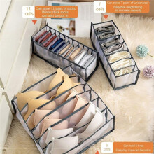 6PC- Closet Organizer for Socks Home Separated Underwear Storage Box 7/9/11 Grids Jeans Bra Organizer Foldable Drawer