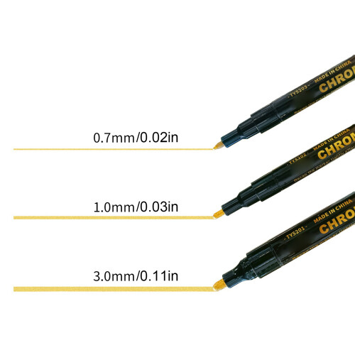 3er-Pack Chrom-Spiegel-Malstifte 0,7/1/3 mm Gold 1