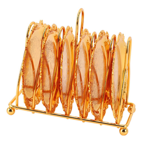 Series 12 Piece Roller Coaster  Drink Coaster Decorative Frame Non-Slip Metal Coaster with Pole Frame(Gold) 1