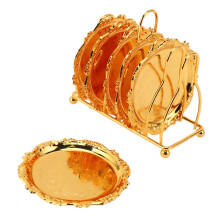 Series 12 Piece Roller Coaster Drink Coaster Decorative Frame Non-Slip Metal Coaster with Pole Frame(Gold)