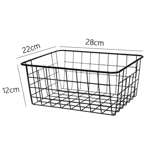 2X Hollow Iron Wired Basket, Storage Baskets Metal Basket Without Interlining Bathroom Kitchen Organizer Black 1