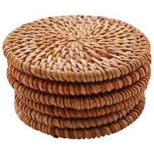 18Pcs/ Drink Coasters Set for Kungfu Tea Accessories Round Tableware Placemat Dish Mat Rattan Weave Cup Mat Pad Diameter