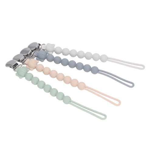 Baby Pacifier Chain Set 4pcs Soft Silicone Clips Prevent Drop Assorted Colours