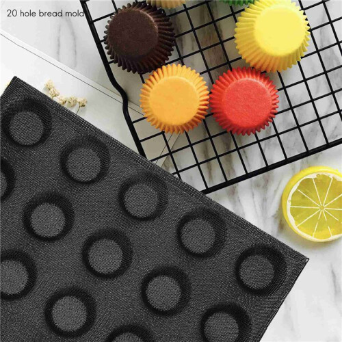 20-Hole Silicone Mold Cake T  Pizza Model Round Bread Hamburger Mold Non-Stick Baking Tray Tool