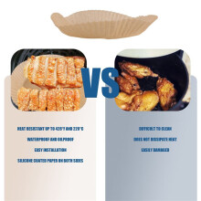50Pcs Air Fryer Parchment Paper Liners Non-Stick Disposable Liners Basket Unperforated Round Parchment Paper(Brown)
