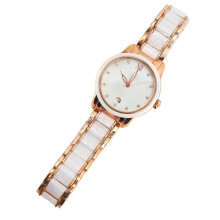 Women Rose Gold Crystal Watch 30M Waterproof, 34.7mm Quartz